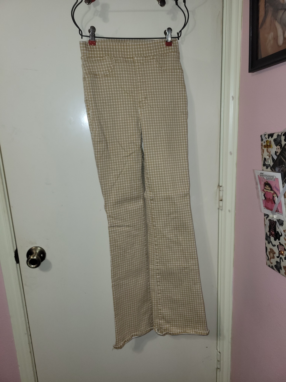Madewell Tan and White Checked Skirt